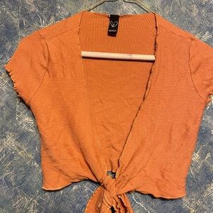 Windsor Orange Tie Front Top XS